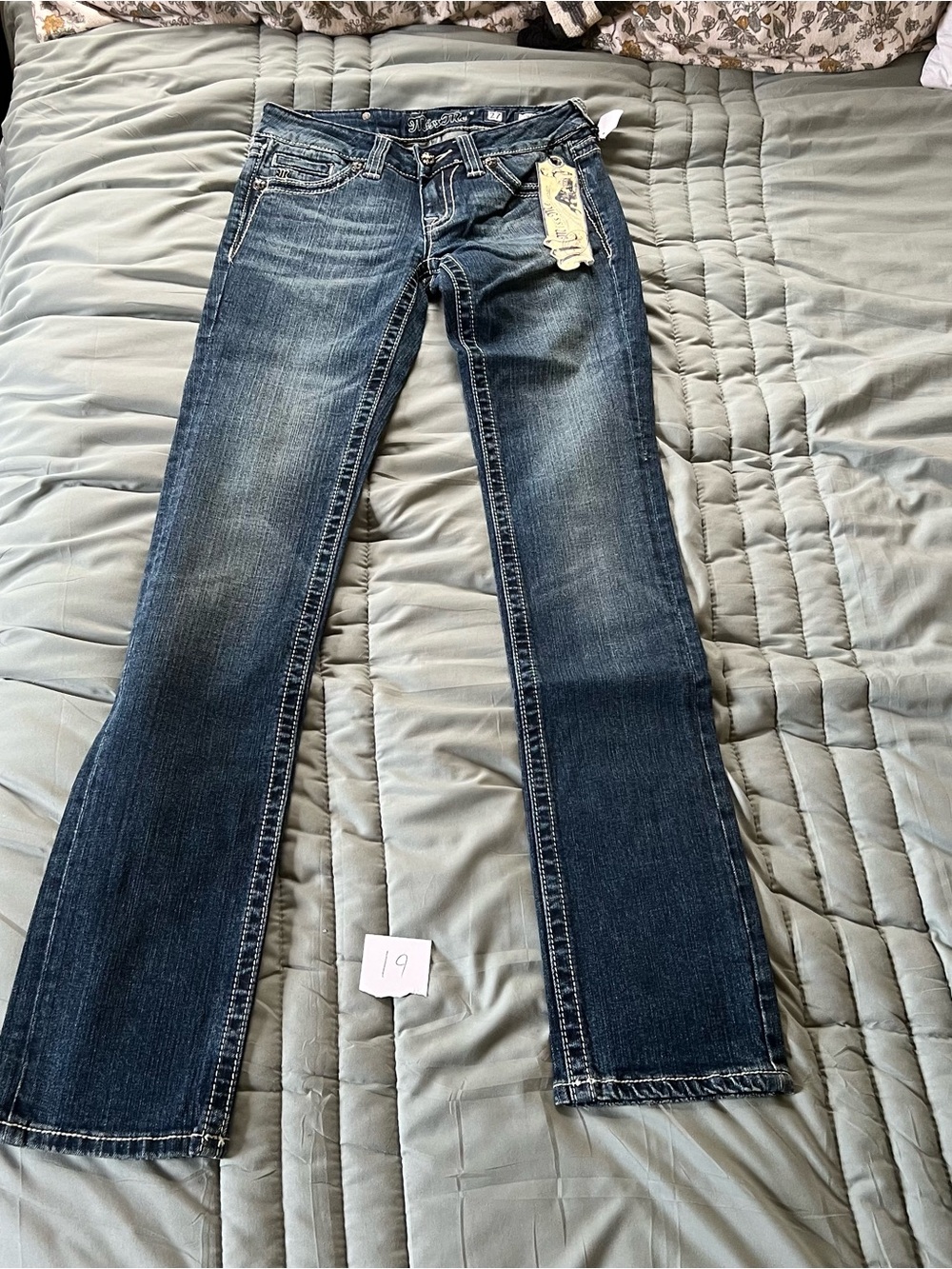 Miss Me Dark Blue Flare Jeans with Light Whiskering